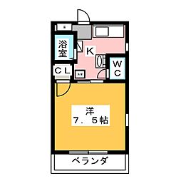 マンションひよこ 1Kの間取図画像