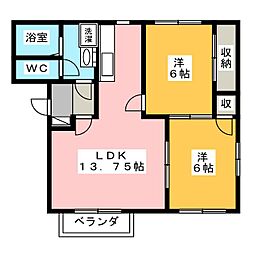 K'sホームB 2LDKの間取図画像