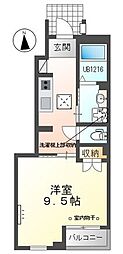 サンハイツ煌 1Kの間取図画像