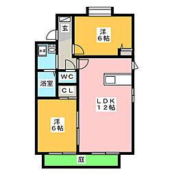 Mハイツ2 2LDKの間取図画像
