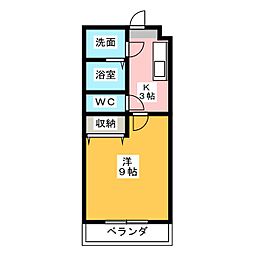 ブルースハープ2 1Kの間取図画像