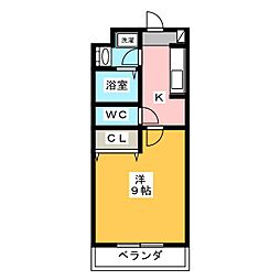 サジタリアス高丘 1Kの間取図画像