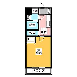 ブライト・リリカル 1Kの間取図画像
