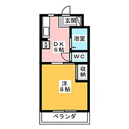 キャッスルバンブー 1DKの間取図画像