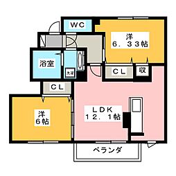 グラシア 2LDKの間取図画像