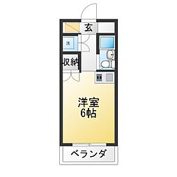 オクトワールマンション浜北 ワンルームの間取図画像