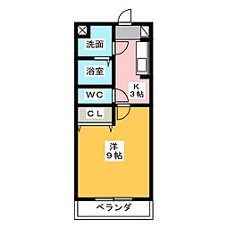 SACHI・3 1Kの間取図画像