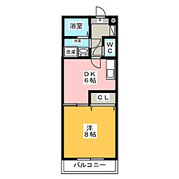 メイプルバンク 1DKの間取図画像