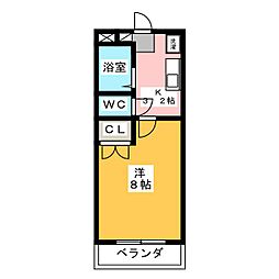 エスポワール二俣 1Kの間取図画像