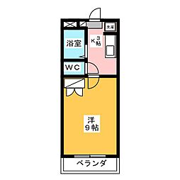 初生マンション 1Kの間取図画像