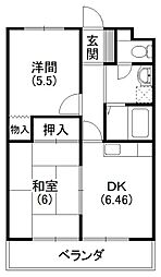 マンション歩 2DKの間取図画像