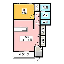 フェリーチェK・S・K 1LDKの間取図画像
