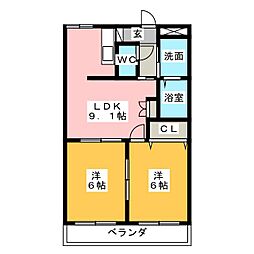 リバーサイドピア 2DKの間取図画像