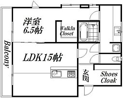 サニーハイツTOKAI 1LDKの間取図画像