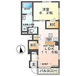 カメリア 1LDKの間取図画像
