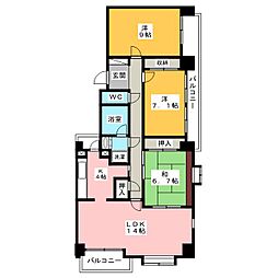 佐鳴湖パークタウン12号棟 3LDKの間取図画像