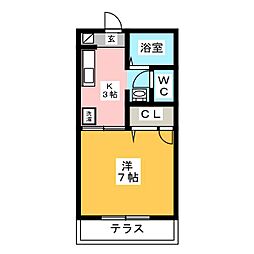 Mハイツ2 1Kの間取図画像