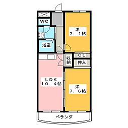ディア・コート布橋 2LDKの間取図画像