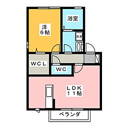クレセール高丘東2 1LDKの間取図画像
