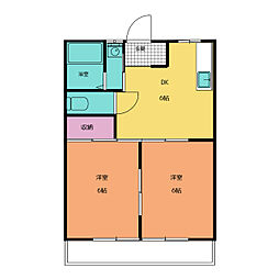 イーグルハイツ領家 2DKの間取図画像