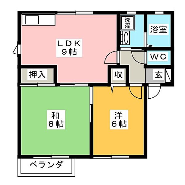 シャルムコート ｜静岡県浜松市中央区篠ケ瀬町(賃貸アパート2LDK・2階・52.29㎡)の写真 その2