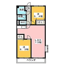 ベルタウン 2LDKの間取図画像