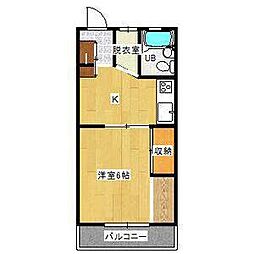 サンテラス岡本 1DKの間取図画像