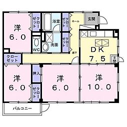Ｙｉ　アイリス 1階4DKの間取り