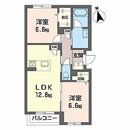 グランディア古川 2LDKの間取図画像