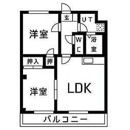 マイルストーン 2LDKの間取図画像