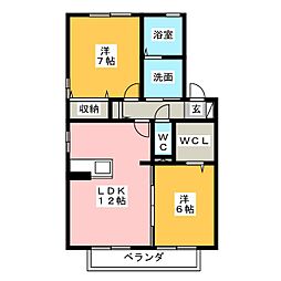 ローズコート和田A 2LDKの間取図画像