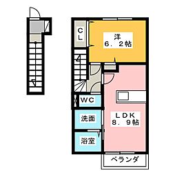 グランドゥールA 1LDKの間取図画像
