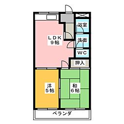 パークハイツ 2DKの間取図画像