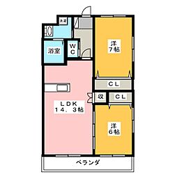ティガーレジデンス 2LDKの間取図画像