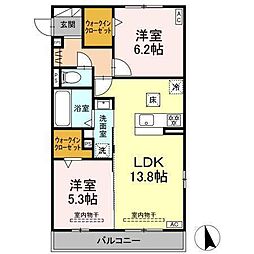 シリウス 2LDKの間取図画像