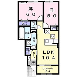プレジール2 2LDKの間取図画像
