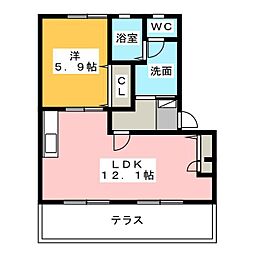アルナージささがせB 1LDKの間取図画像