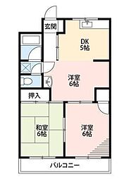 コーポマウンテン2 3DKの間取図画像