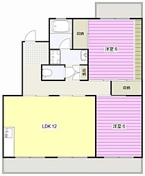 ラフォーレ渡瀬A 2LDKの間取図画像