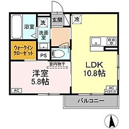 D-Hills領家II 1LDKの間取図画像