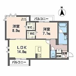 シャーロット 2LDKの間取図画像
