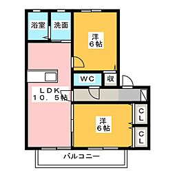 ヴァンベールA 2LDKの間取図画像