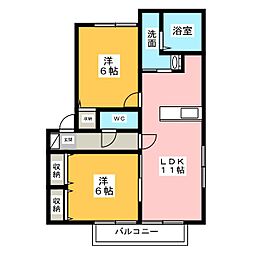 コートリヴェールA 2LDKの間取図画像