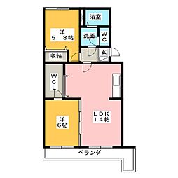メゾングランシャリオ 2SLDKの間取図画像