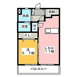 サンプラス 1LDKの間取図画像