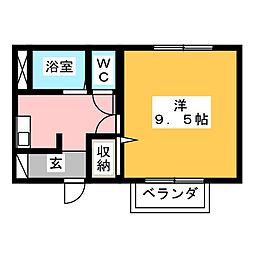 イシイフォーチュン 1Kの間取図画像