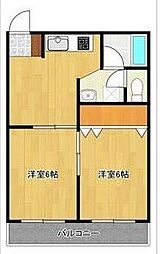 サンクローバー 2DKの間取図画像