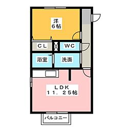 セジュールブランシェ 1LDKの間取図画像