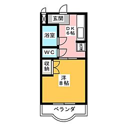 プランタン3 1DKの間取図画像