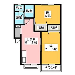 ハイツベルプラーナ 2LDKの間取図画像